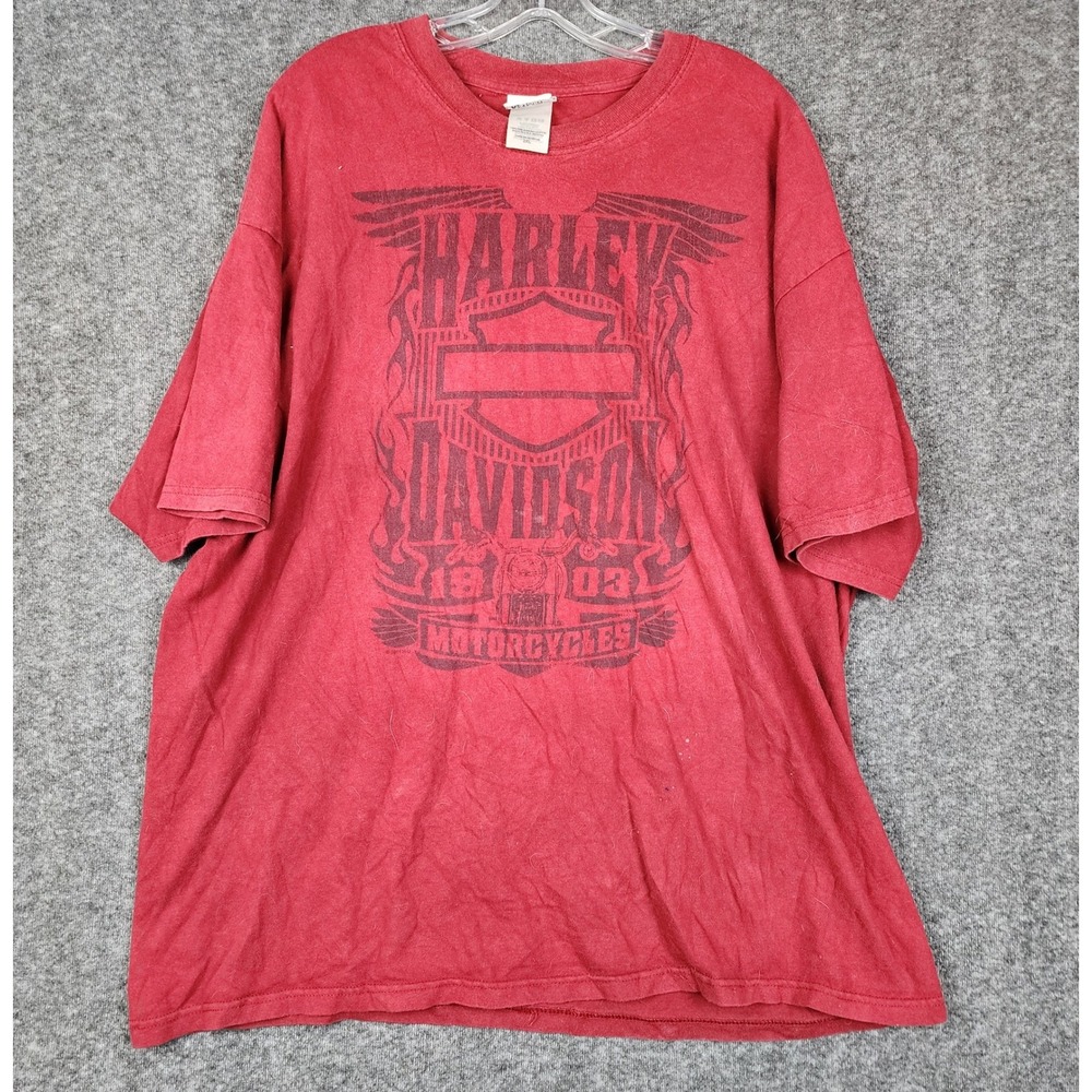 Harley Davidson TShirt Mens 2XL Red Bumpus Murfreesboro TN Graphic Hanes Beefy-T